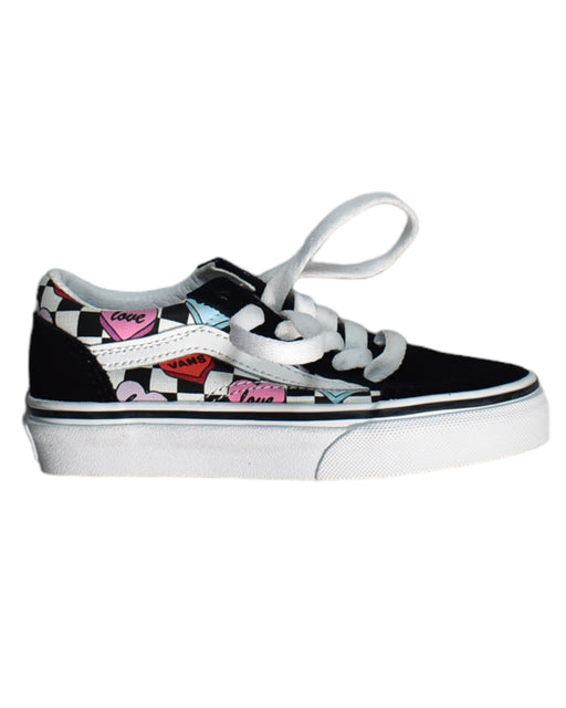 A Black Sneakers from Vans in size 4T for girl. (Front View)