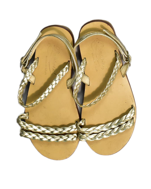 A Gold Sandals from Bonpoint in size 5T for girl. (Front View)