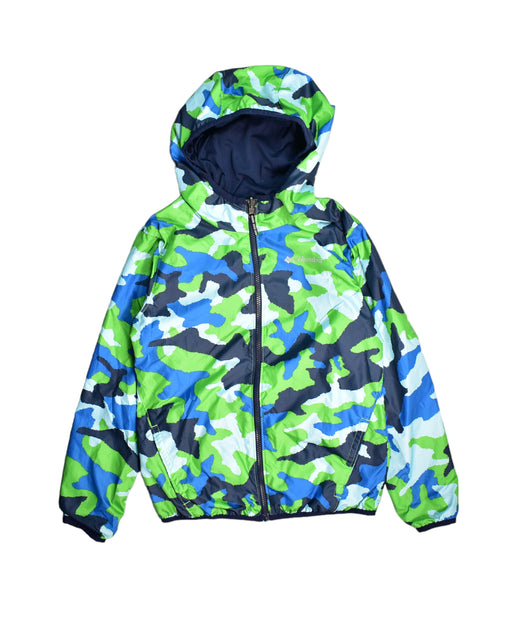A Green Lightweight Jackets from Columbia in size 9Y for boy. (Front View)