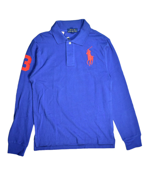 A Blue Long Sleeve Polos from Polo Ralph Lauren in size 14Y for boy. (Front View)