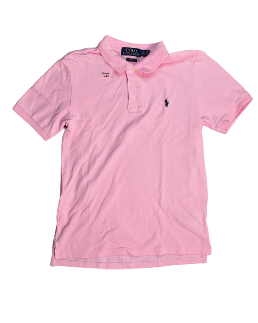 A Pink Short Sleeve Polos from Polo Ralph Lauren in size 12Y for boy. (Front View)