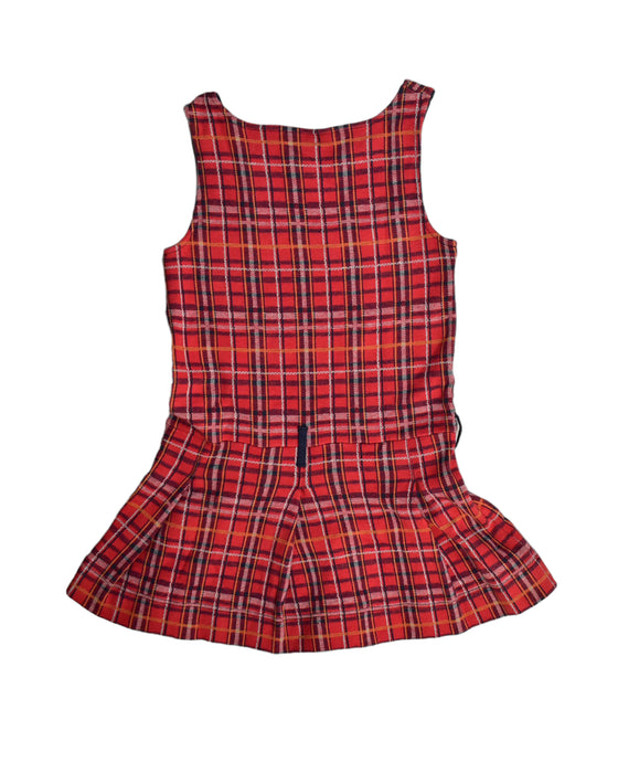 A Red Sleeveless Dresses from Petit Bateau in size 4T for girl. (Back View)