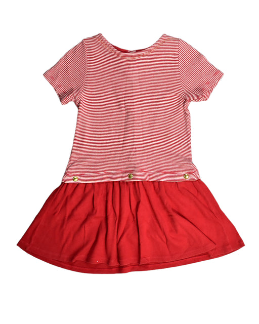 A Red Short Sleeve Dresses from Petit Bateau in size 3T for girl. (Front View)