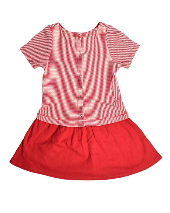 A Red Short Sleeve Dresses from Petit Bateau in size 3T for girl. (Back View)