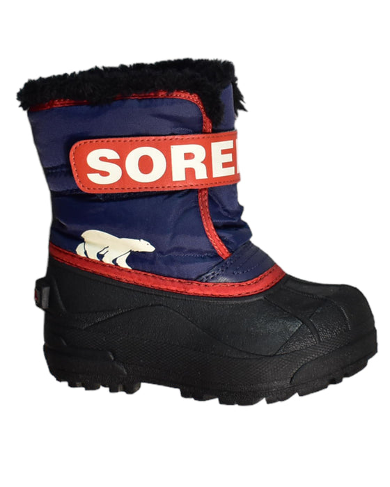 A Black Winter Boots from Sorel in size 4T for neutral. (Front View)