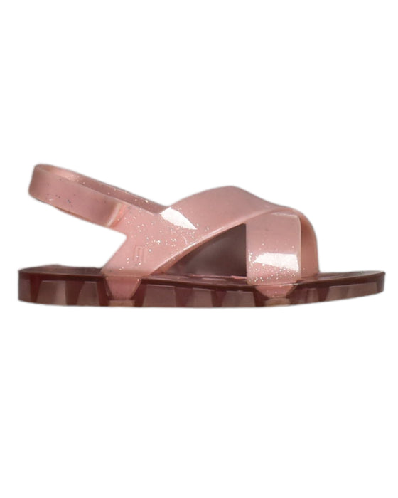 A Pink Sandals from Mini Melissa in size 4T for girl. (Front View)