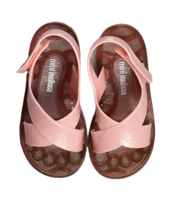 A Pink Sandals from Mini Melissa in size 4T for girl. (Back View)