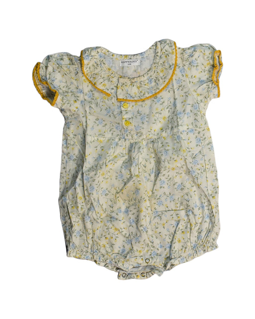 A Yellow Bodysuits from Happyology in size 0-3M for girl. (Front View)