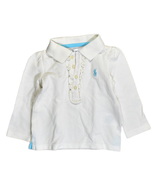 A White Long Sleeve Polos from Ralph Lauren in size 6-12M for boy. (Front View)