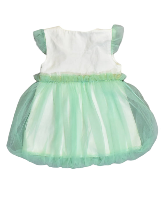 A Green Sleeveless Dresses from Le Petit Society in size 0-3M for girl. (Back View)