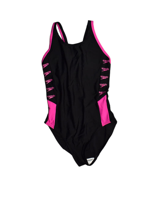 A Black Swimsuits from Speedo in size 14Y for girl. (Front View)