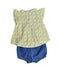 A Yellow Shorts Sets from Obaibi - Okaidi in size 6-12M for girl. (Back View)
