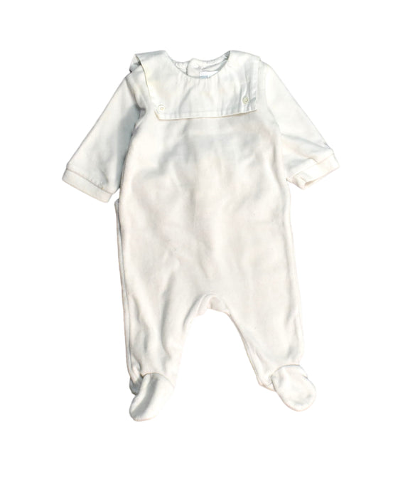 A White Jumpsuits from Jacadi in size 0-3M for boy. (Front View)
