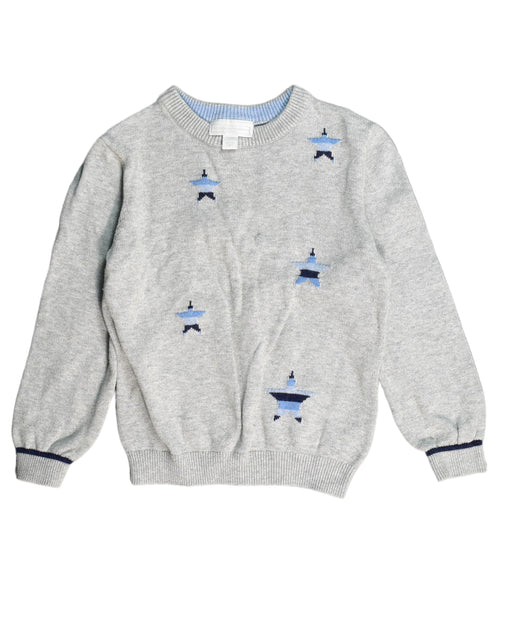 A Grey Sweatshirts from The Little White Company in size 5T for boy. (Front View)