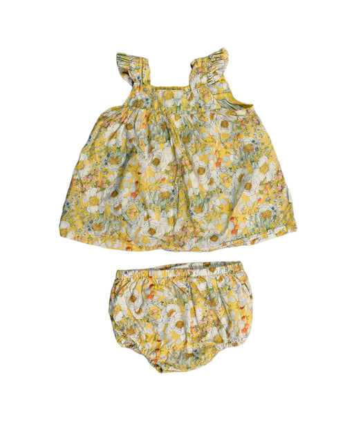 A Yellow Shorts Sets from Toshi in size 0-3M for girl. (Front View)
