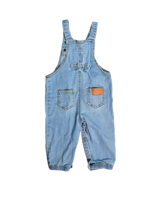 A Blue Long Overalls from Hux in size 6-12M for boy. (Back View)