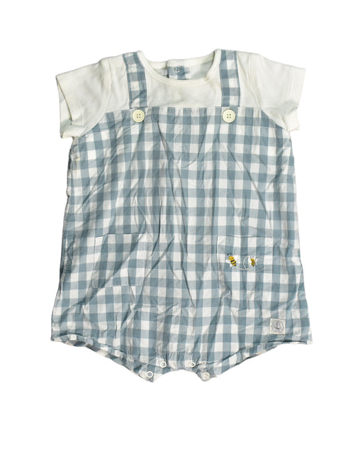 A White Rompers from Petit Bateau in size 3-6M for boy. (Front View)