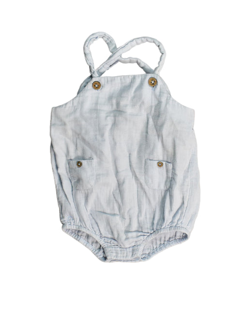 A Blue Overall Shorts from Chateau de Sable in size 3-6M for girl. (Front View)
