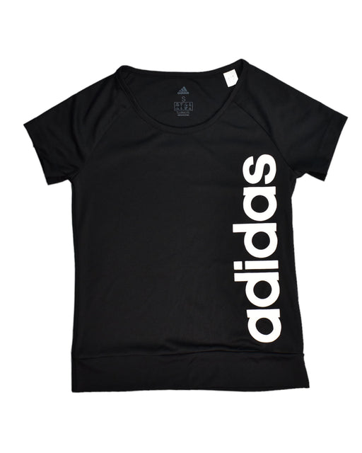 A Black Short Sleeve Tops from Adidas in size 10Y for girl. (Front View)