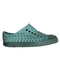 A Green Slip Ons from Native Shoes in size 3T for girl. (Front View)