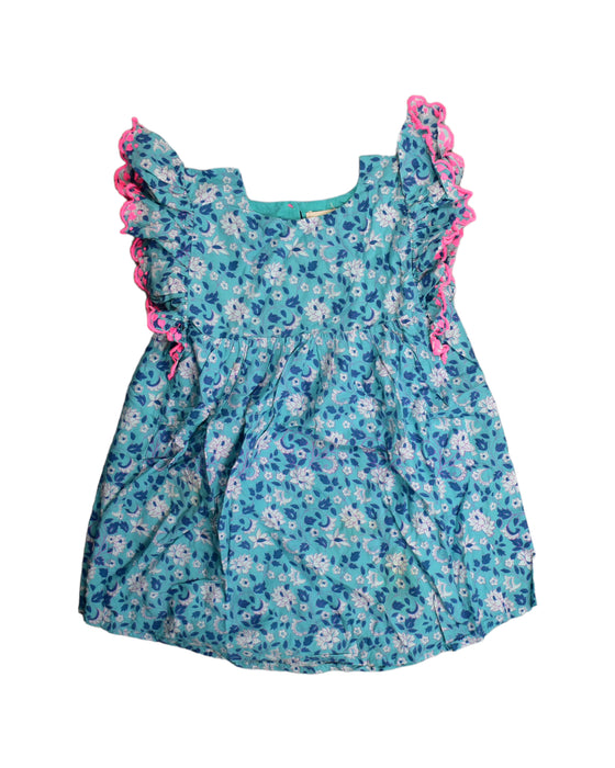 A Blue Sleeveless Dresses from Louise Misha in size 3T for girl. (Front View)