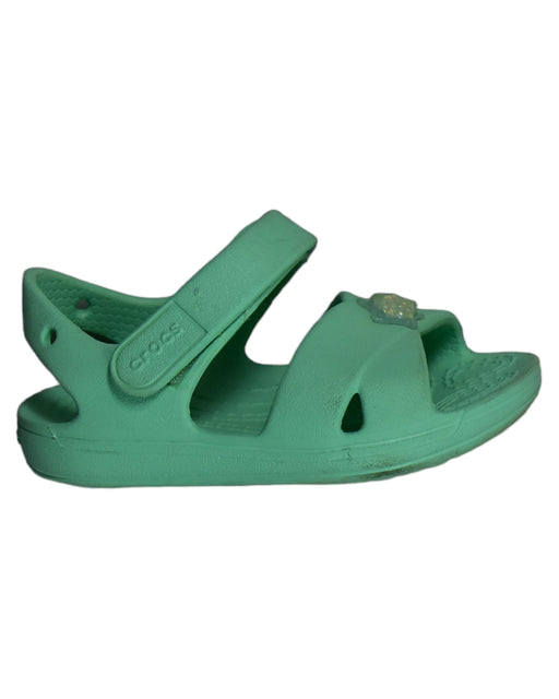 A Green Sandals from Crocs in size 18-24M for girl. (Front View)