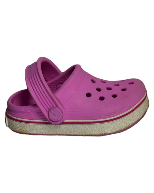A Pink Sandals from Crocs in size 18-24M for girl. (Front View)