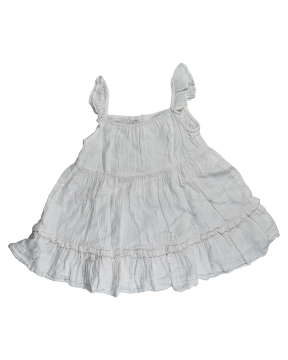 A White Sleeveless Dresses from Cottage Ollie in size 2T for girl. (Back View)