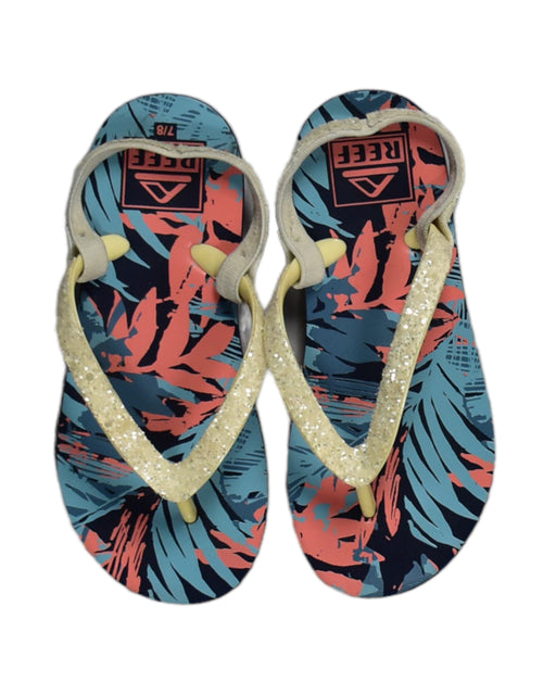 A Blue Sandals from Reef in size 14Y for girl. (Front View)