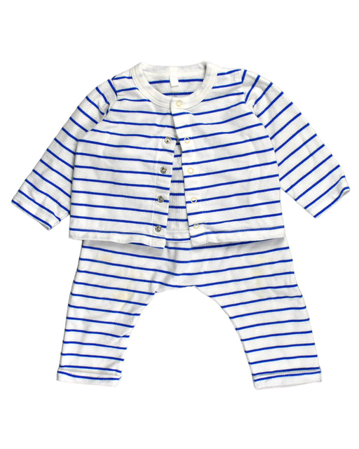 A Blue Pyjama Sets from Petit Bateau in size 3-6M for boy. (Front View)