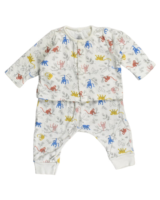 A White Pyjama Sets from Petit Bateau in size 3-6M for boy. (Front View)