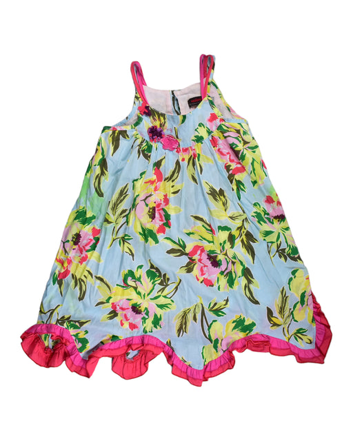 A Blue Sleeveless Dresses from Catimini in size 4T for girl. (Front View)