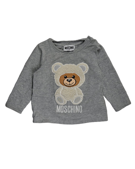 A Grey Long Sleeve Tops from Moschino in size 6-12M for boy. (Front View)