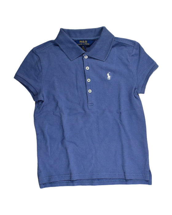 A Blue Short Sleeve Polos from Polo Ralph Lauren in size 6T for girl. (Front View)