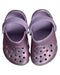 A Purple Sandals from Crocs in size 3T for girl. (Back View)