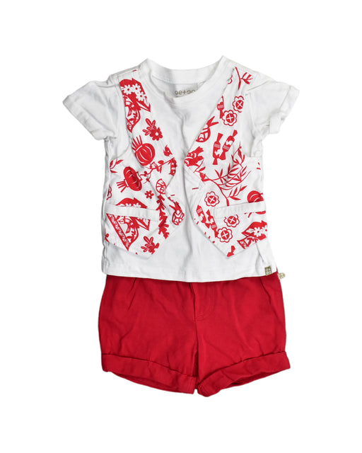 A Red Shorts Sets from Oeteo in size 6-12M for boy. (Front View)