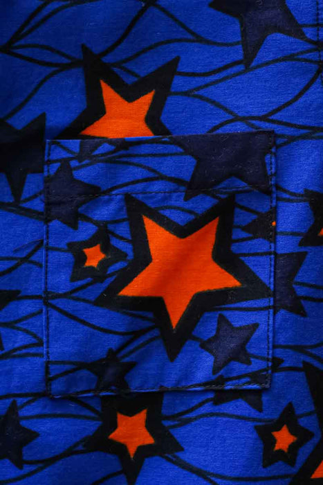 Kali Boys Shirt - Blue/Orange Stars